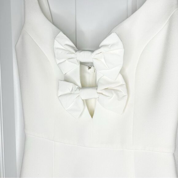 Rebecca Vallance Phoebe White Bow Front Mini Dress White US 0 Bridal Wedding - Picture 5 of 8